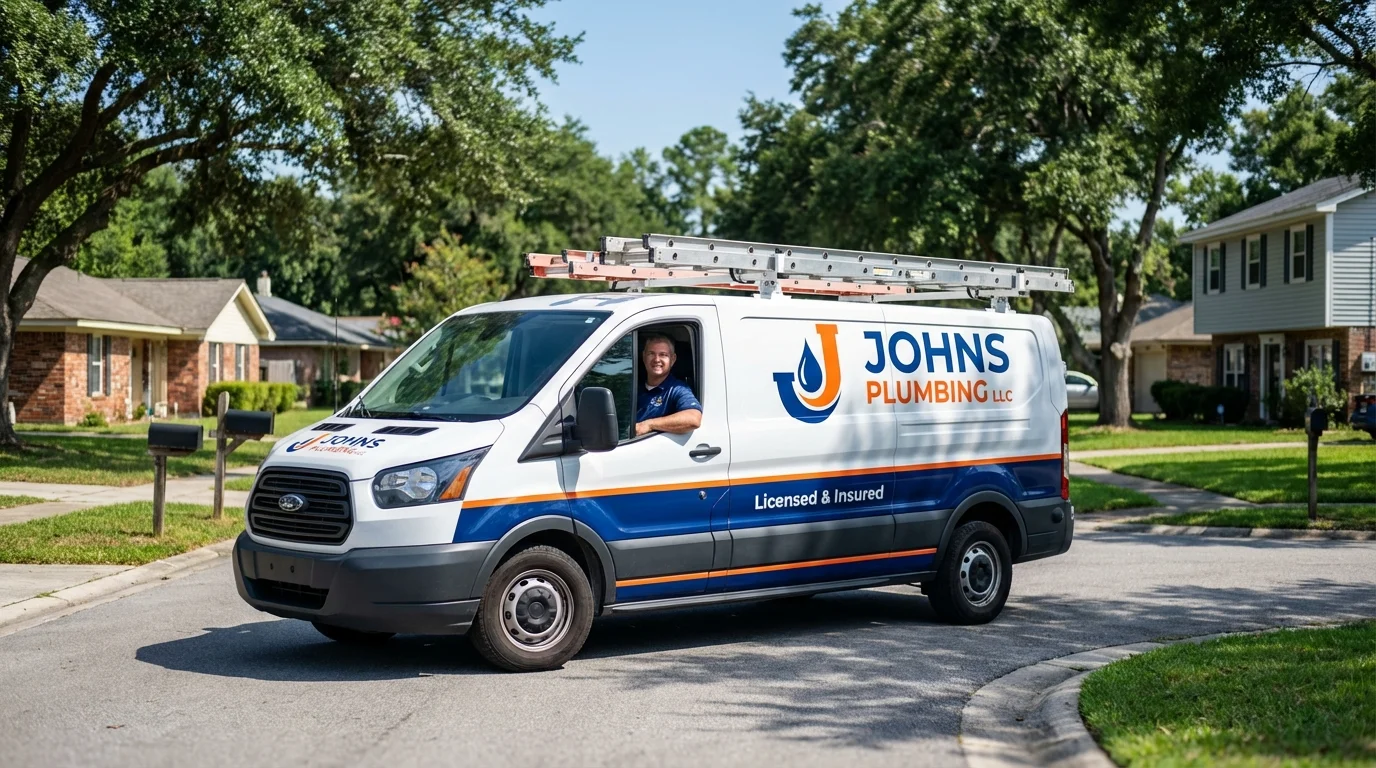 Johns Plumbing LLC service van in Oakwood, IL