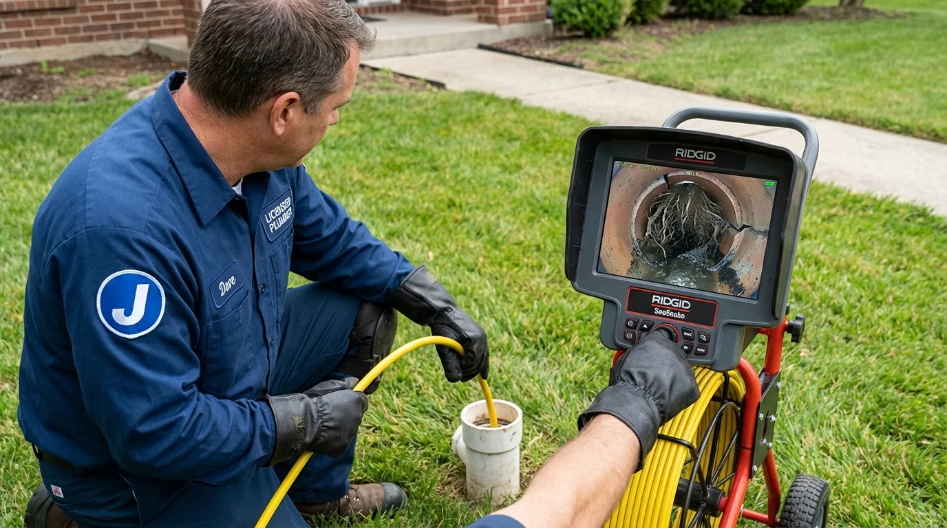 Sewer camera inspection being performed by Johns Plumbing LLC in Oakwood